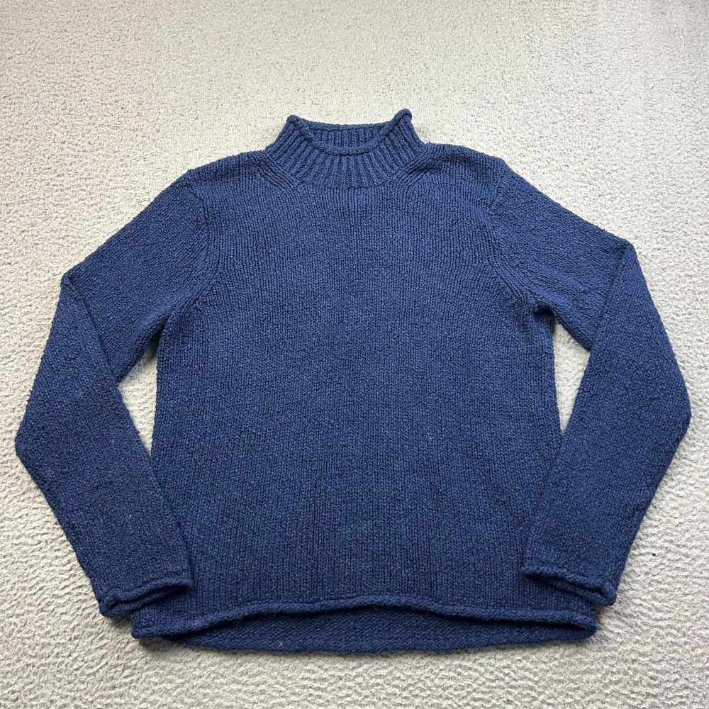 J. Crew Sweater Womens Navy Blue Supersoft Knit Cozy Chunky Rollneck Large